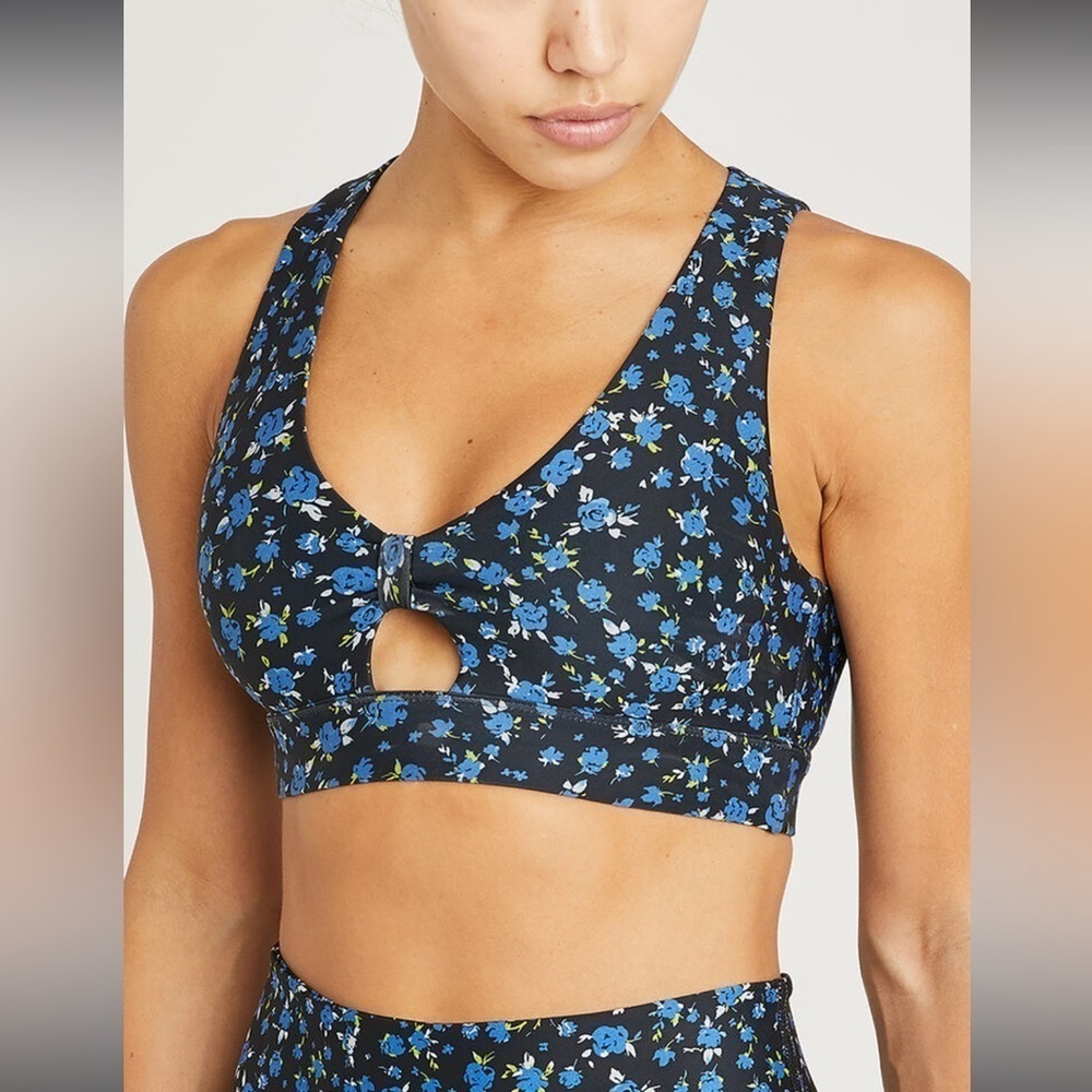 Soul by Soulcycle Knot Front Blue Floral Sports Bra Size Women’s Extra Small